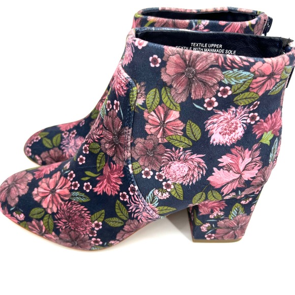 LOFT Womens Floral Ankle Boots Velvet Zip Up Booties Size 8.5 - Picture 9 of 9